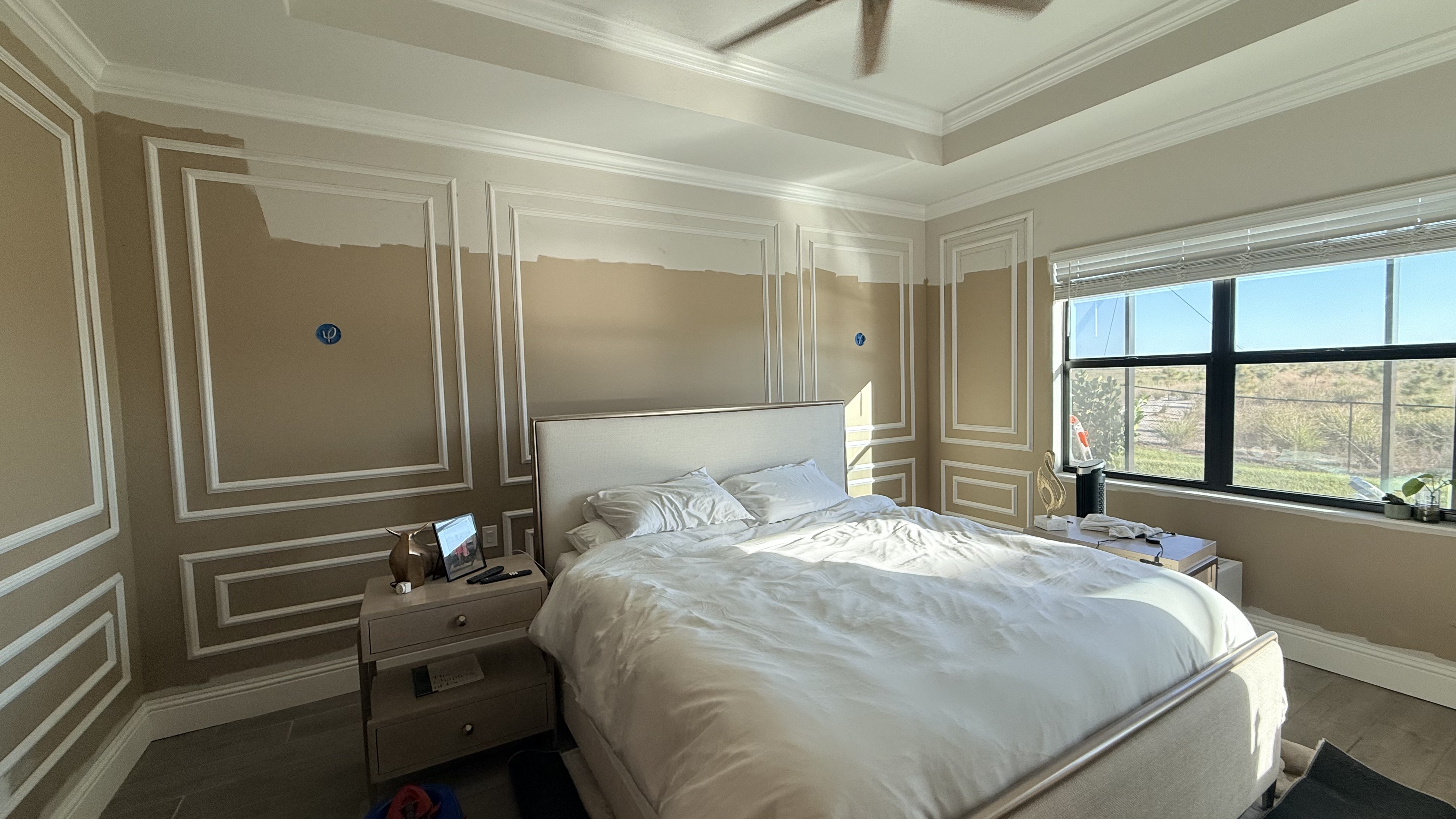 Entertainment wall with custom built-ins and LED lighting